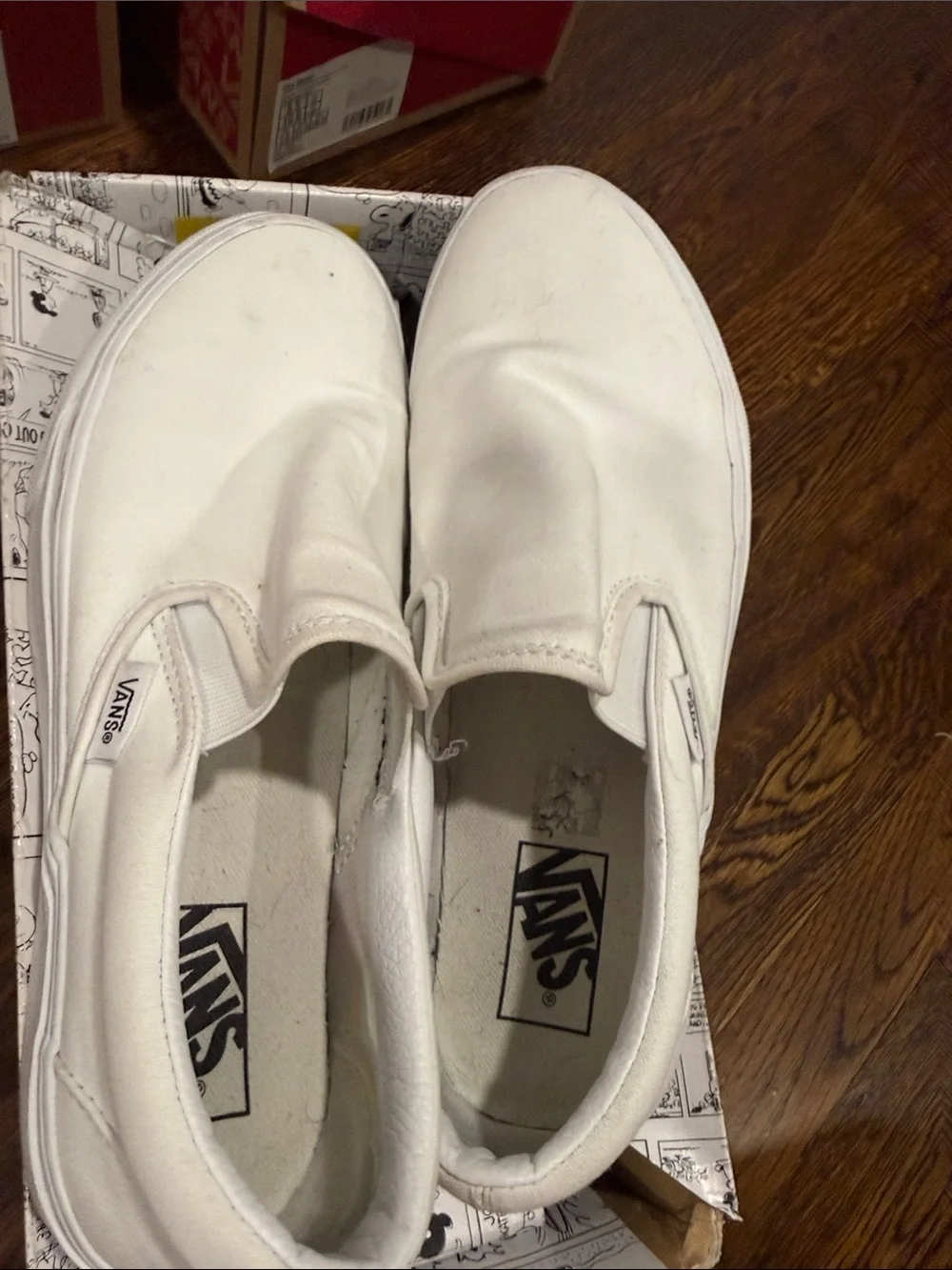 Vans White Slip-On Canvas Sneakers